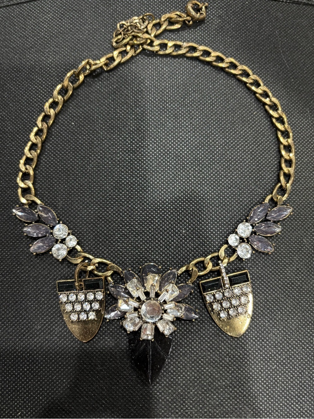 Gold-Tone Crystal Floral Statement Necklace - Gold